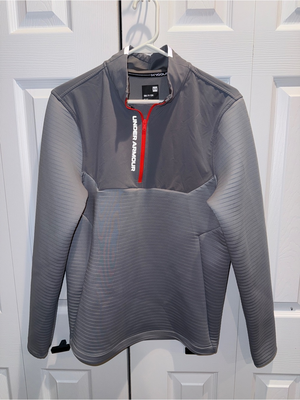 Under Armour Golf Men’s Gray Performance Quarter-Zip Jacket with Orange Zipper